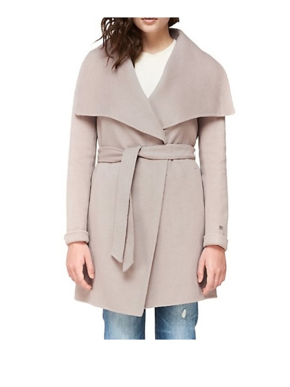 Soia & Kyo Britta Wool Wrap Belted Coat with Butterfly Pendant